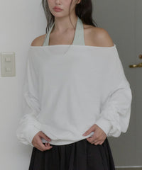 【GIUNON】hem mellow holter neck tops / ヘムメロウホルターネック