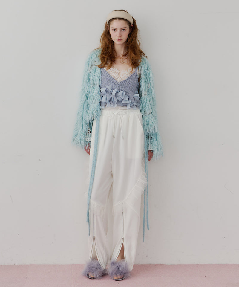 【J1U by LA BELLE ETUDE】フロント裾ZIPチュールフリルデザインパンツ