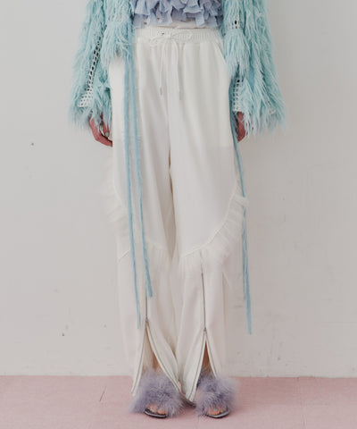 【J1U by LA BELLE ETUDE】フロント裾ZIPチュールフリルデザインパンツ