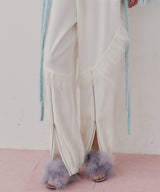 【J1U by LA BELLE ETUDE】フロント裾ZIPチュールフリルデザインパンツ