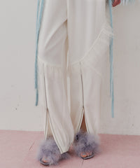 【J1U by LA BELLE ETUDE】フロント裾ZIPチュールフリルデザインパンツ