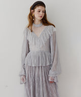 【J1U by LA BELLE ETUDE】vintage調ストライプフラワー総レースドレスOP