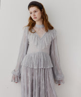 【J1U by LA BELLE ETUDE】vintage調ストライプフラワー総レースドレスOP