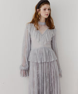 【J1U by LA BELLE ETUDE】vintage調ストライプフラワー総レースドレスOP