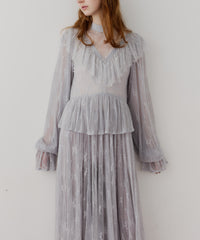 【J1U by LA BELLE ETUDE】vintage調ストライプフラワー総レースドレスOP