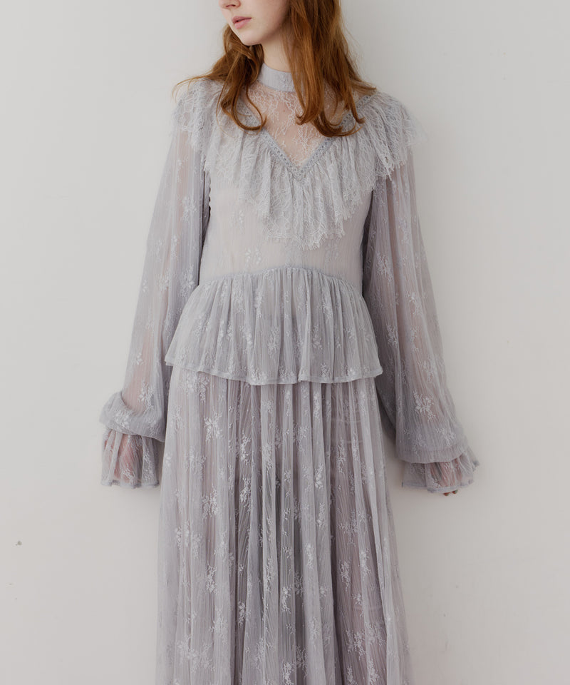 【J1U by LA BELLE ETUDE】vintage調ストライプフラワー総レースドレスOP