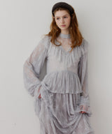 【J1U by LA BELLE ETUDE】vintage調ストライプフラワー総レースドレスOP