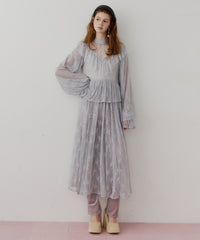 【J1U by LA BELLE ETUDE】vintage調ストライプフラワー総レースドレスOP