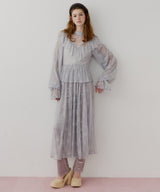 【J1U by LA BELLE ETUDE】vintage調ストライプフラワー総レースドレスOP