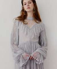 【J1U by LA BELLE ETUDE】vintage調ストライプフラワー総レースドレスOP