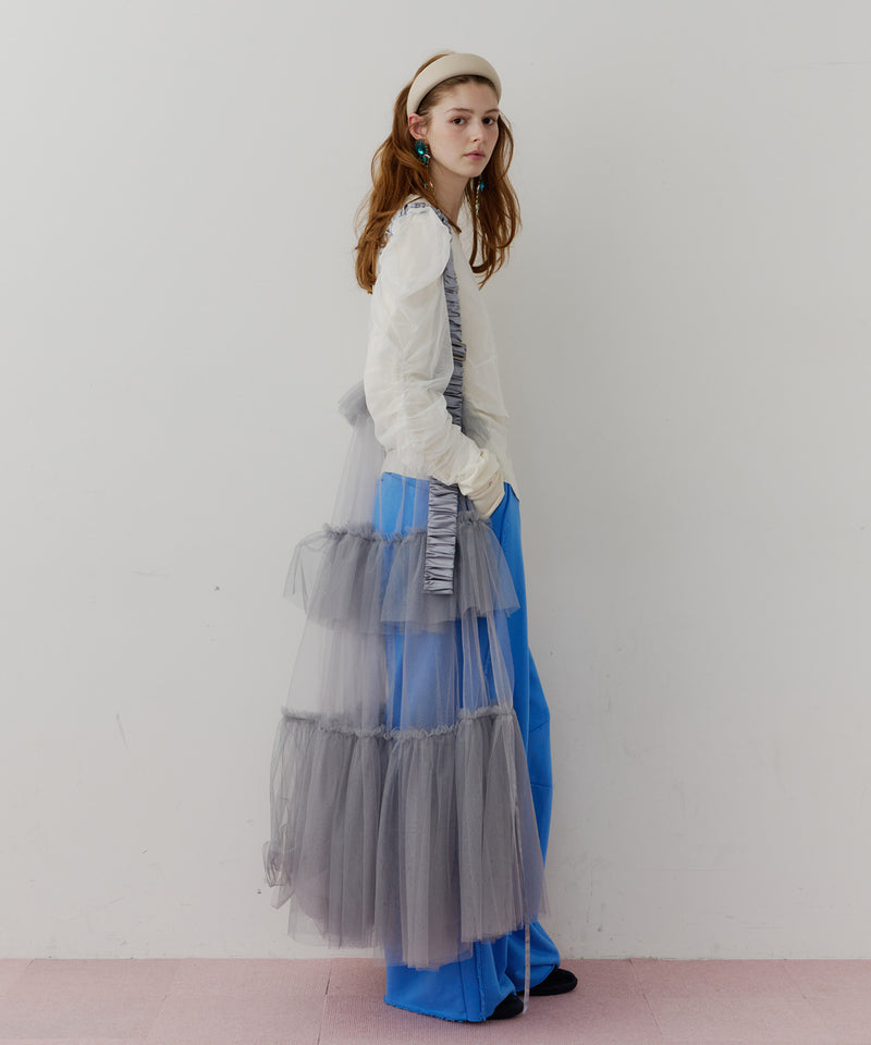 J1Uシースルーボリュームチュールデザインジレ シースルーボリュームチュールデザインジレ（ベスト）｜J1U by LA