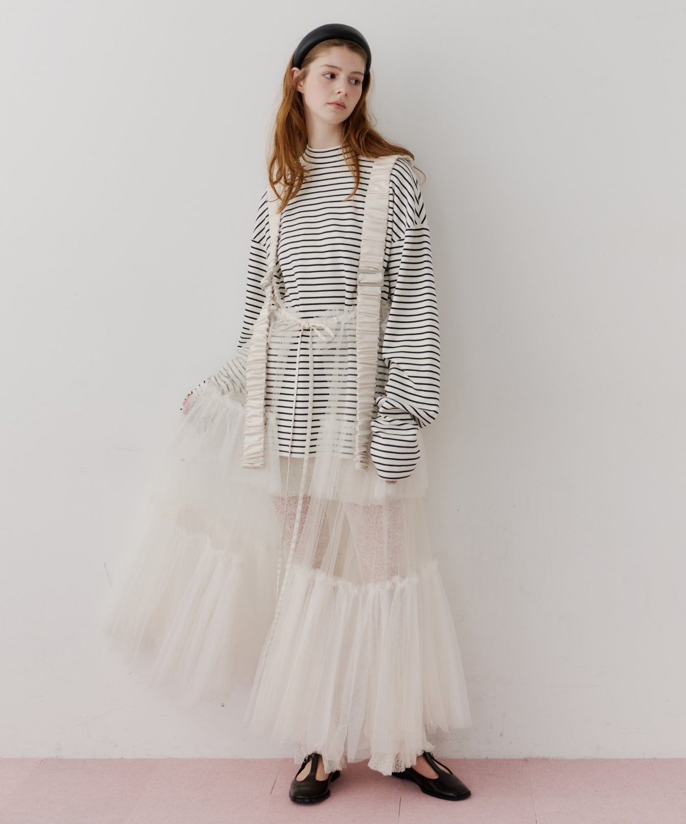 J1U by LA BELLE ETUDE】シースルーボリュームチュールデザインジレ