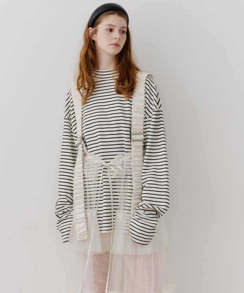 J1Uシースルーボリュームチュールデザインジレ シースルーボリュームチュールデザインジレ（ベスト）｜J1U by LA