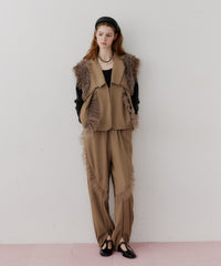 【J1U by LA BELLE ETUDE】フロント裾ZIPチュールフリルデザインパンツ