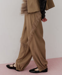 【J1U by LA BELLE ETUDE】フロント裾ZIPチュールフリルデザインパンツ