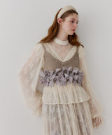 【J1U by LA BELLE ETUDE】vintage調ストライプフラワー総レースドレスOP