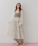 【J1U by LA BELLE ETUDE】vintage調ストライプフラワー総レースドレスOP