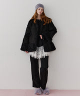 【予約】【J1U by LA BELLE ETUDE】ノーカラームートンライクボンディングコート