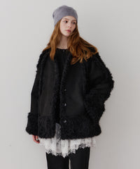 【予約】【J1U by LA BELLE ETUDE】ノーカラームートンライクボンディングコート