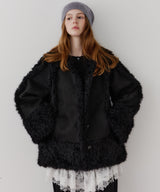 【予約】【J1U by LA BELLE ETUDE】ノーカラームートンライクボンディングコート