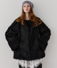 【予約】【J1U by LA BELLE ETUDE】ノーカラームートンライクボンディングコート