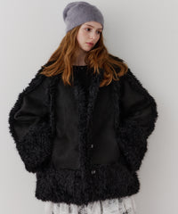 【予約】【J1U by LA BELLE ETUDE】ノーカラームートンライクボンディングコート