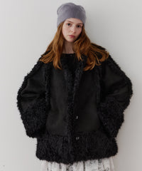 【予約】【J1U by LA BELLE ETUDE】ノーカラームートンライクボンディングコート