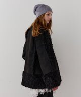 【予約】【J1U by LA BELLE ETUDE】ノーカラームートンライクボンディングコート