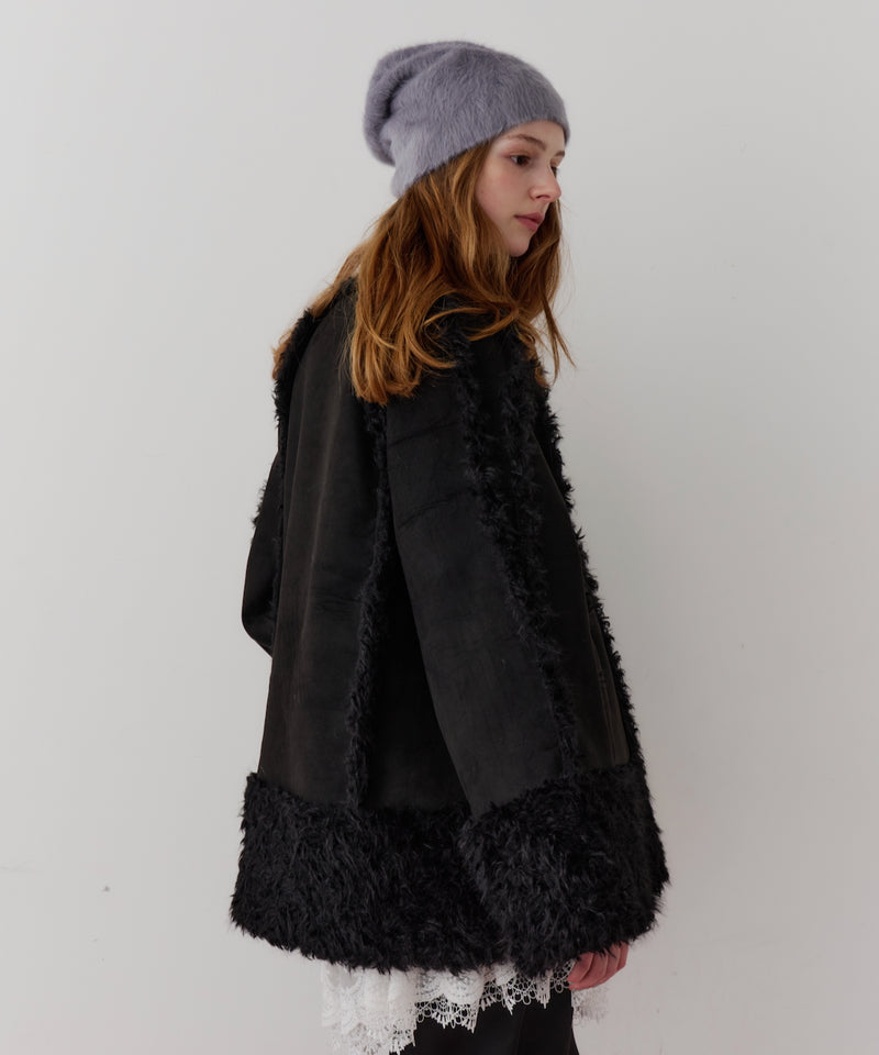 【予約】【J1U by LA BELLE ETUDE】ノーカラームートンライクボンディングコート