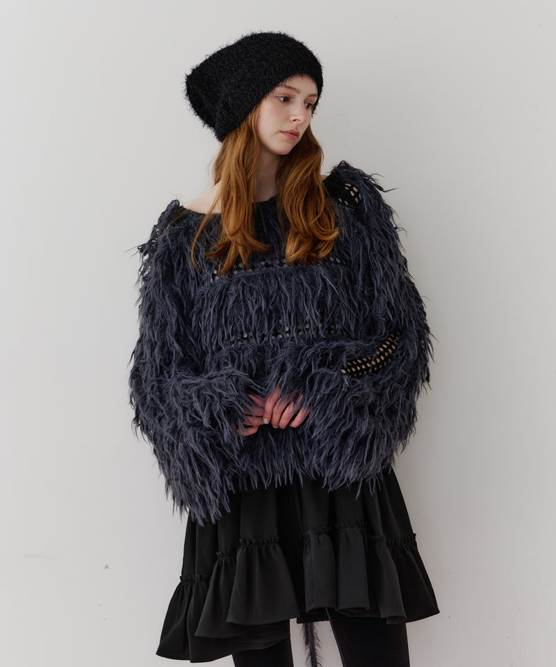 【J1U by LA BELLE ETUDE】2WAYループフェザー×かぎあみニット