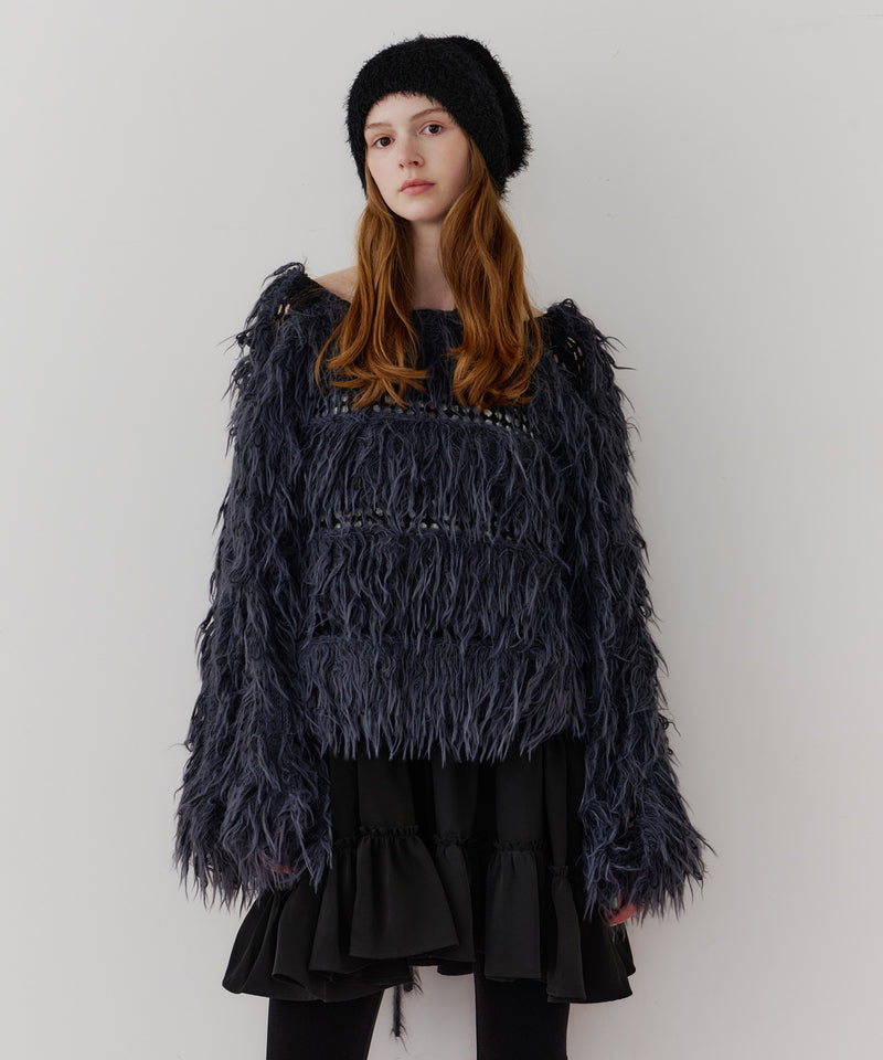 【J1U by LA BELLE ETUDE】2WAYループフェザー×かぎあみニット