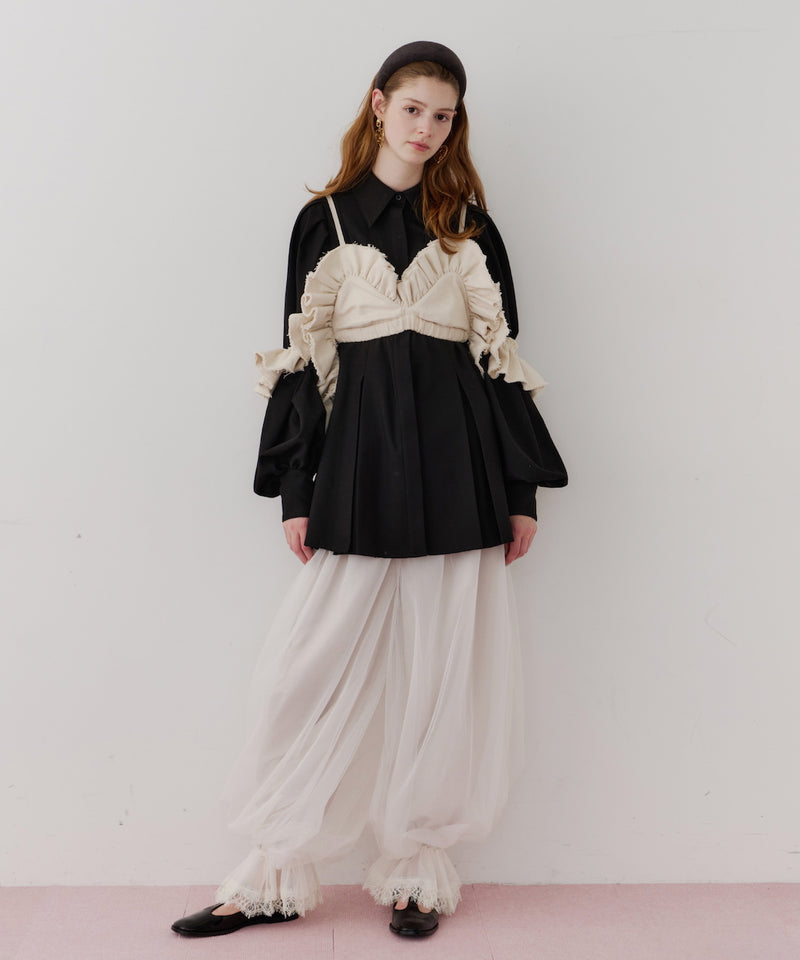 【一部カラー予約】【J1U by LA BELLE ETUDE】裾レースチュールバルーンパンツ