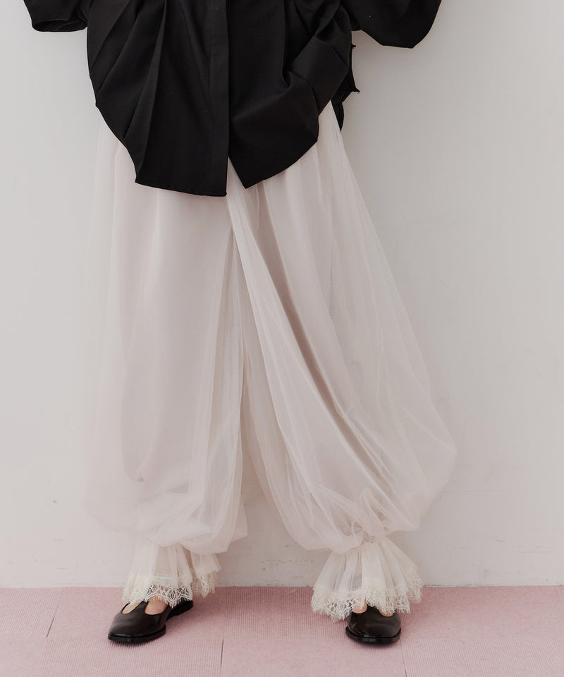 【一部カラー予約】【J1U by LA BELLE ETUDE】裾レースチュールバルーンパンツ