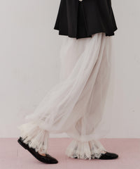 【一部カラー予約】【J1U by LA BELLE ETUDE】裾レースチュールバルーンパンツ