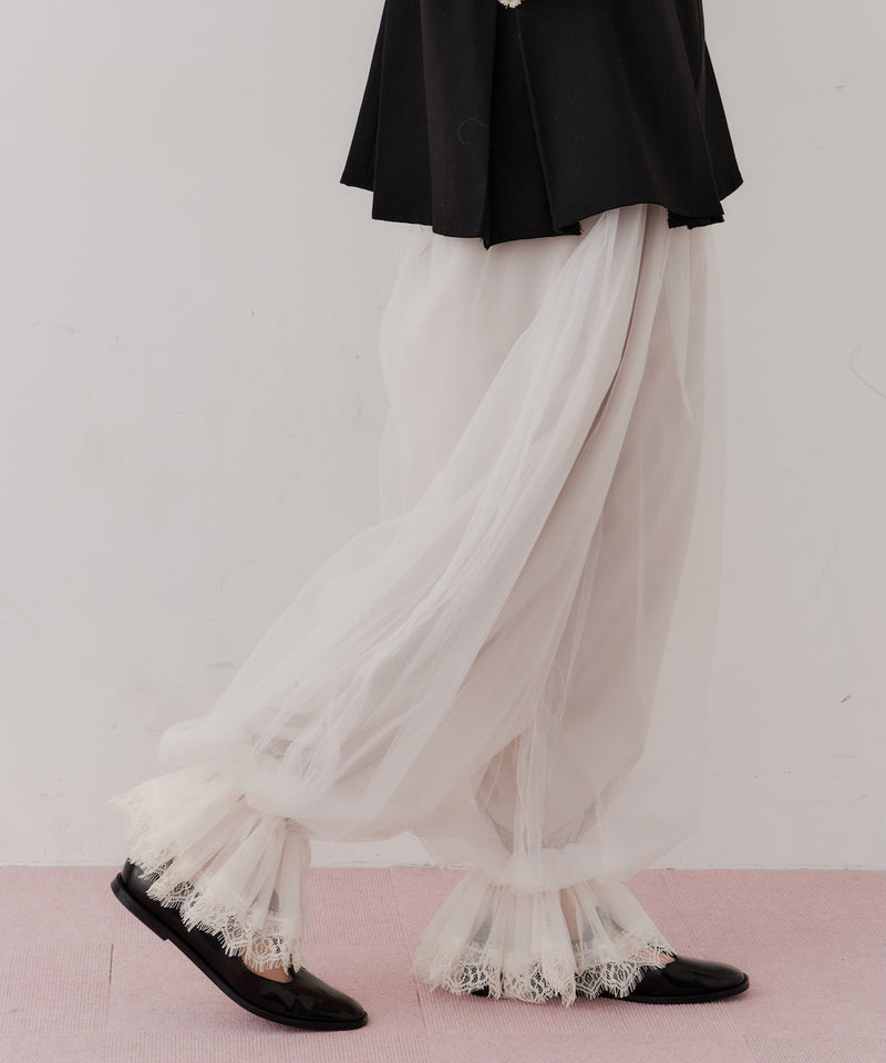 【一部カラー予約】【J1U by LA BELLE ETUDE】裾レースチュールバルーンパンツ