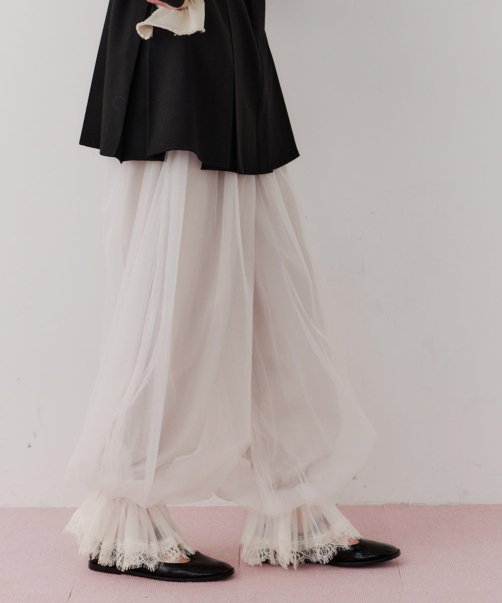 J1U by LA BELLE ETUDE】裾レースチュールバルーンパンツ – LA BELLE