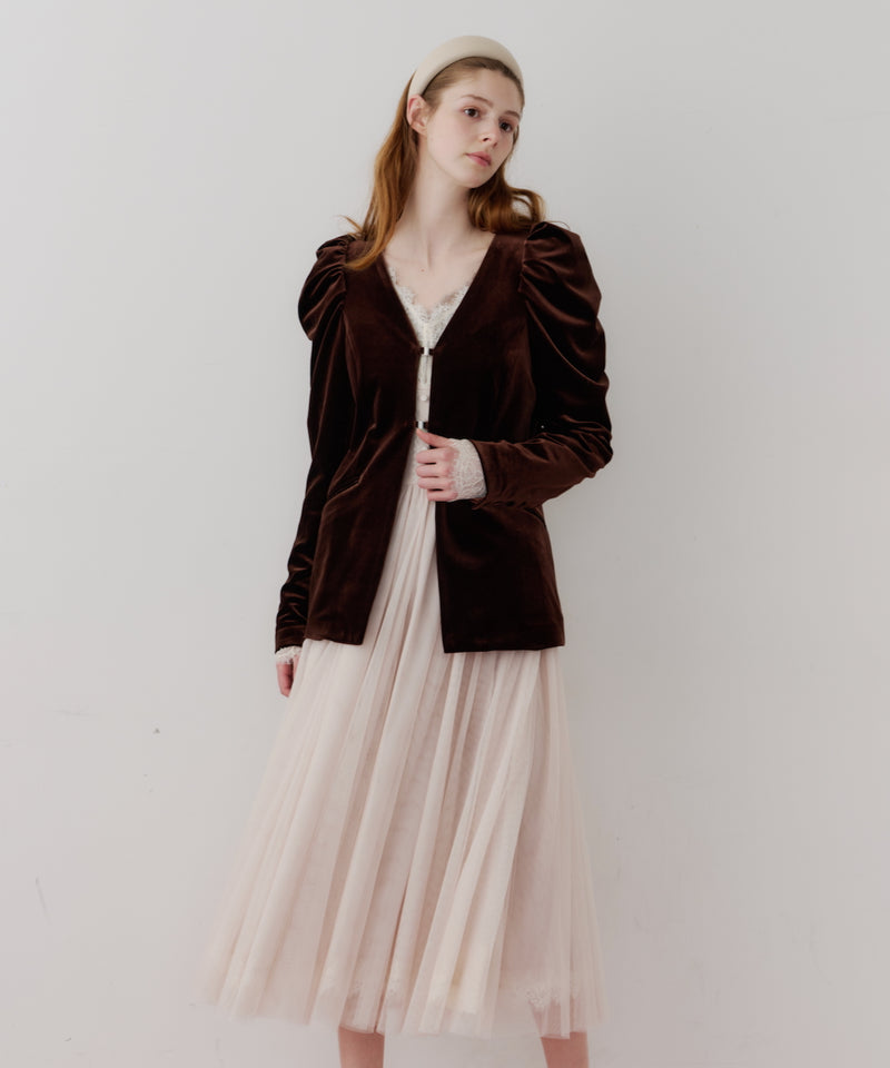 【REVIVAL】【J1U by LA BELLE ETUDE】クラシカルベロアパフスリーブJK