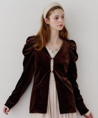 【REVIVAL】【J1U by LA BELLE ETUDE】クラシカルベロアパフスリーブJK