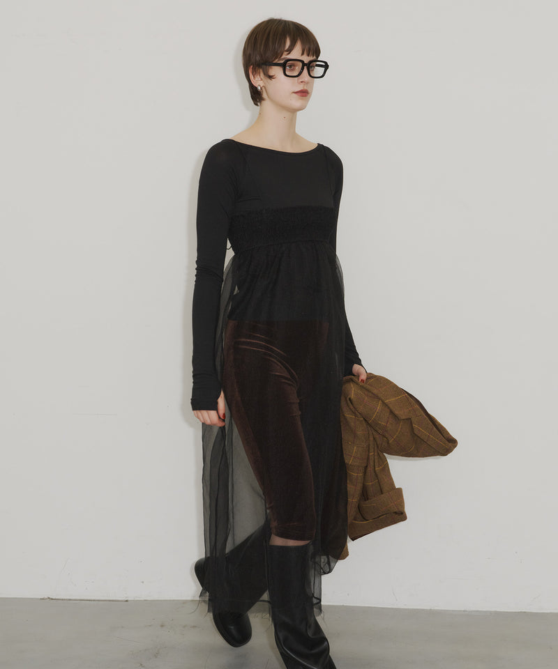 【room153】オーガンジーギャザーワンピース