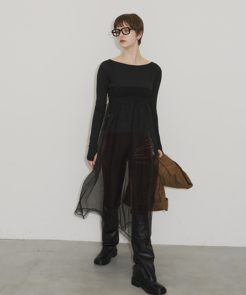 【room153】オーガンジーギャザーワンピース