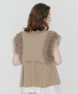 【J1U by LA BELE ETUDE】2WAYボリュームギャザーチュールノースリーブジャケット