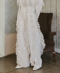 デニム×ギャザーチュールパンツ