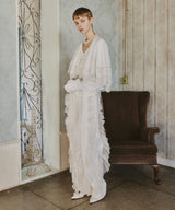 デニム×ギャザーチュールパンツ