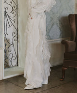 デニム×ギャザーチュールパンツ