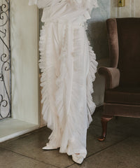 デニム×ギャザーチュールパンツ