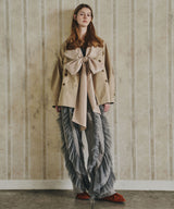 デニム×ギャザーチュールパンツ