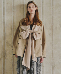 【予約開始待ち】カーブスリーブボウタイリボンショートトレンチ