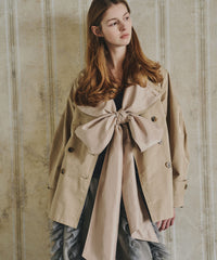【予約開始待ち】カーブスリーブボウタイリボンショートトレンチ