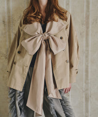 【予約開始待ち】カーブスリーブボウタイリボンショートトレンチ