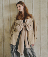 【予約開始待ち】カーブスリーブボウタイリボンショートトレンチ